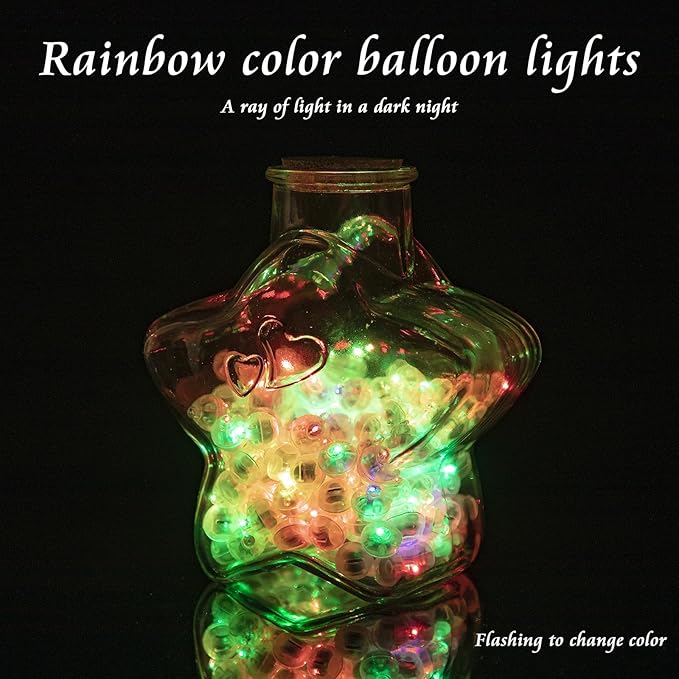 50pcs Balloon Lights Mini LED Lights Round Long Standby Time Ball Lamps for Birthday Party Christmas Halloween Decoration Rainbow Plastic Waterproof