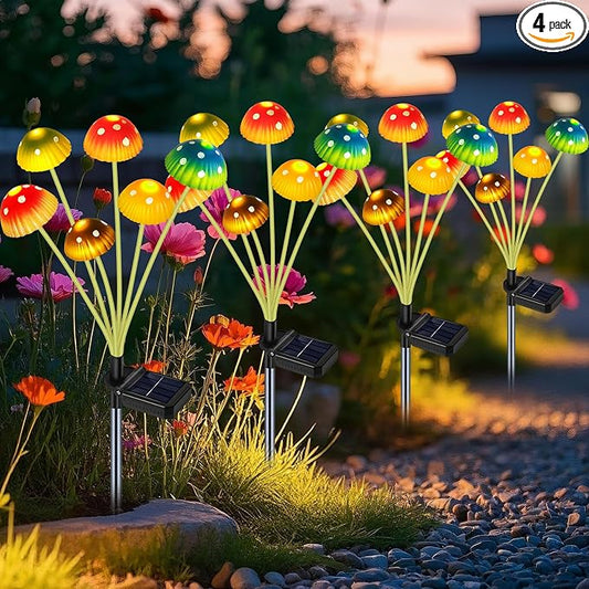 TEDOF Solar Mushroom Garden Lights for Outside,4 Pack 24 LED Solar Swaying Mushroom Lights Waterproof Outdoor Decor for Lawn Porch Patio,Birthday Mothers Day Gifts for Women Mom