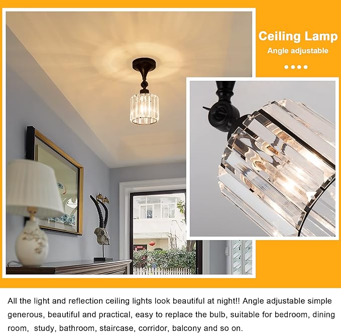 Flush Mount Ceiling Light Fixture Modern Black Entryway Light fixtures Farmhouse Lighting for Porch Hallway Kitchen Bedroom
