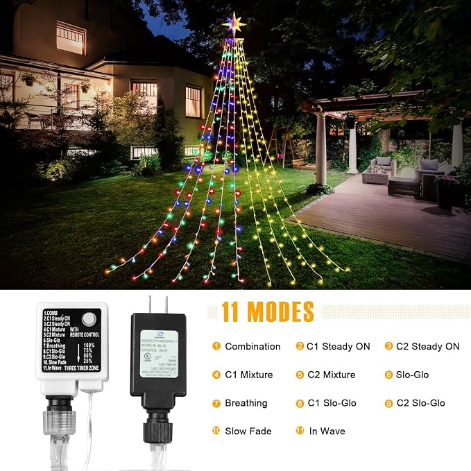 Christmas Decoration Dipper Star String Lights,320 LED Color Changing Christmas Tree Lights 8 Modes & Waterproof for Xmas Party Wedding Patio New Year Holiday