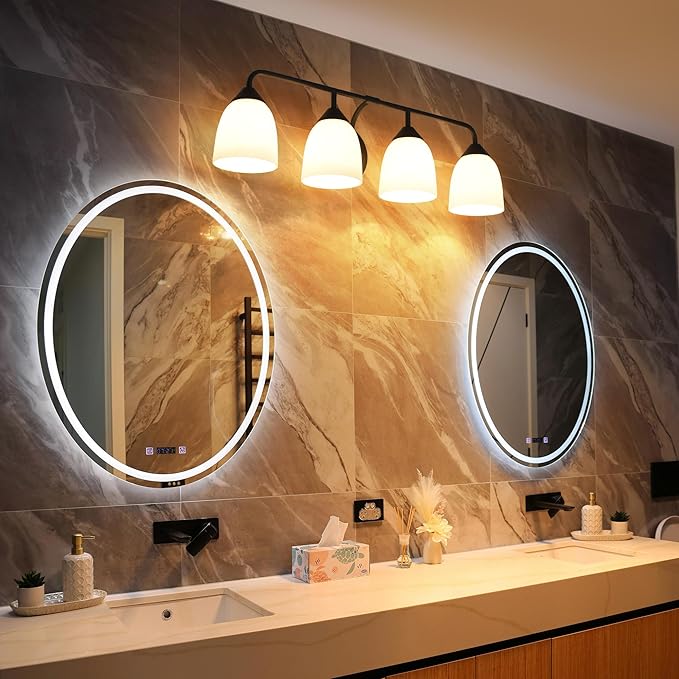 Black 4-Light Traditional Bathroom Vanity Light Fixtures Over Mirror, Modern Vanity Lights for Living Room, Standard E26 Base, Textured Black