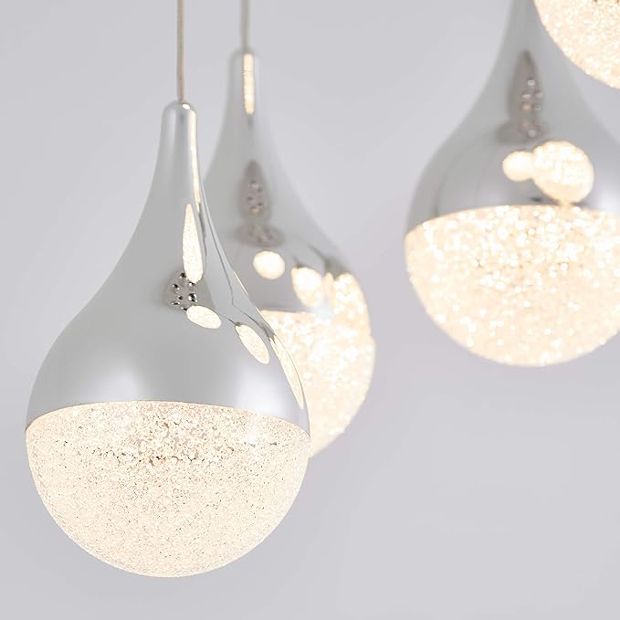 Artika PDT-5GL-RN Glitzer 5-LED Integrated Pendant Light Spiral, Silver, 5-Lights