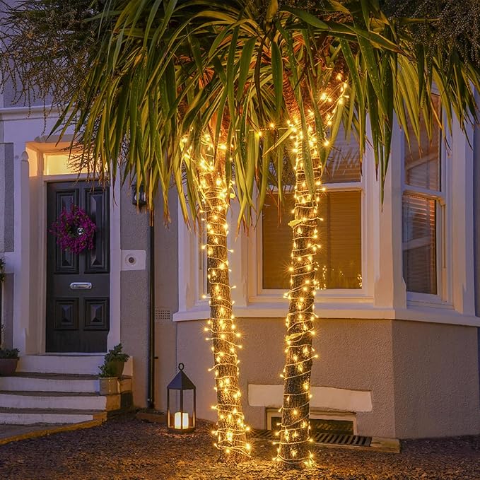 JMEXSUSS 100 LED String Lights Indoor Bedroom, 8 Modes Warm White Christmas Lights Plug in, 33ft Connectable Room Fairy Twinkle Light Outdoor for Mirror Room Home Garden Xmas Tree