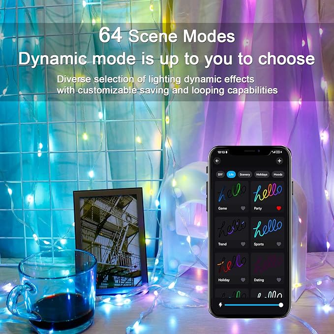 VIPMOON Fairy Lights Color Changing 2Pack, 33 ft 100 LED Twinkle String Lights with Remote & APP Control, USB Powered & IP65 Waterproof, Christmas Tree Lights Decoration for Bedroom Holiday Party