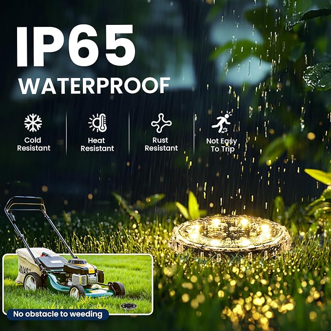 SOLPEX Solar Ground Lights 20 Pack, Solar Pathway Lights Outdoor Waterproof, Landscape Lighting for Garden, Walkway, Driveway, Yard, Deck, Patio, Swimming Pool (Warm White)