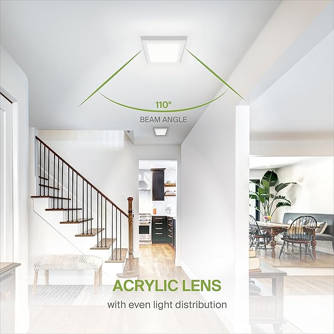 ASD LED 5" Square Flush Mount Light | 10W 740LM 3000-5000K 120V | 3CCT, Dimmable, Ultra Slim, ETL Listed | Thin Surface Lamp, Bedroom Ceiling Lighting | White, 6 Pack