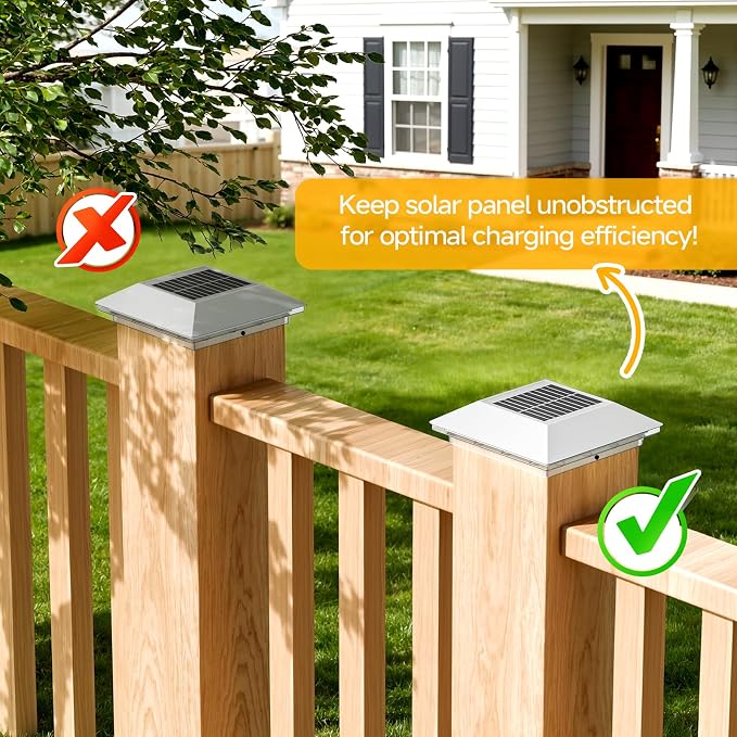 Mlambert 8 Pack Solar Post Cap Lights Outdoor - 3 Lighting Modes Waterproof LED Solar Post Lights Fit 3.5×3.5 Wood/4×4 Vinyl Fence Deck Posts, White