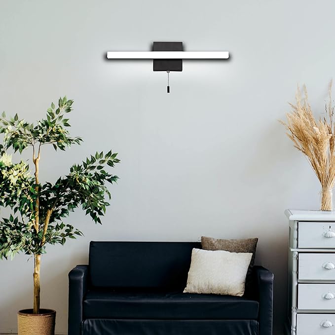 COTULIN 16 Inch Black Vanity Light Bar with Pull Switch 10W Brightness Ideal for Cabinet Lighting Picture Light and Sink Light for Kitchen and Bathroom Applications Modern Design Efficient Lighting