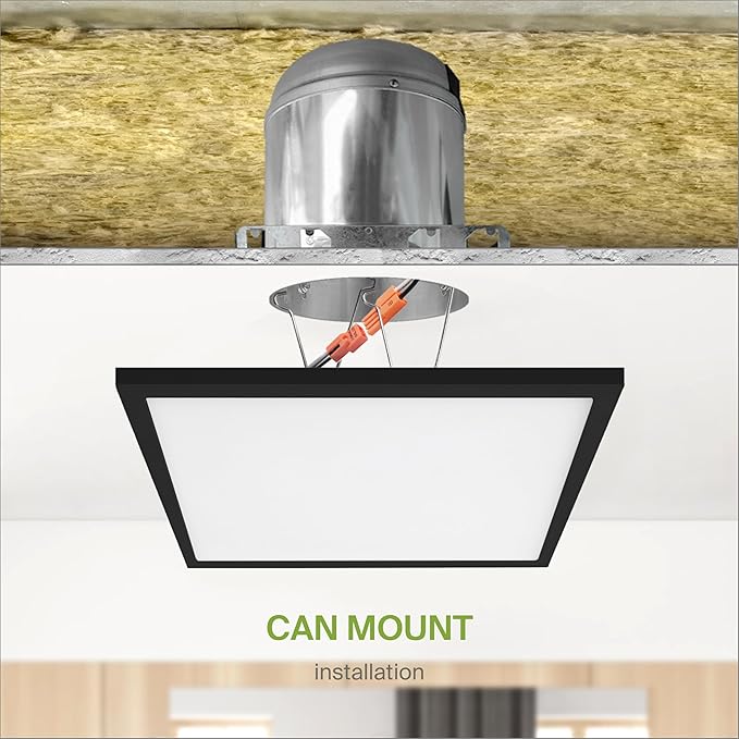 ASD LED 12" Square Flush Mount Ceiling Light Fixture, Low Profile Surface Lighting | 5CCT, Dimmable, Ultra-Thin, ETL Listed | 24W 1700LM 2700-6000K 120V | Kitchen, Bedroom Lamp | Black, 12 Pack