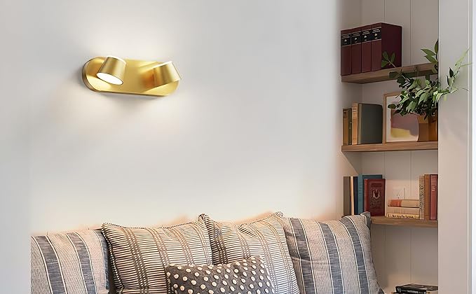 URSOLA 2 Light Bathroom Vanity Light, LED Gold Wall Light Fixtures, Up and Down Rotatable Dimmable, 13 inch Bathroom Lighting Fixtures Over Mirror