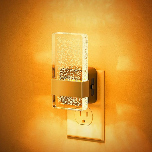 JandCase Night Lights Plug into Wall, Dusk to Dawn Sensor, Acrylic Bubble Design, 0-100lm Adjustable Brightness, for Bedroom, Bathroom, Living Room, Hallway