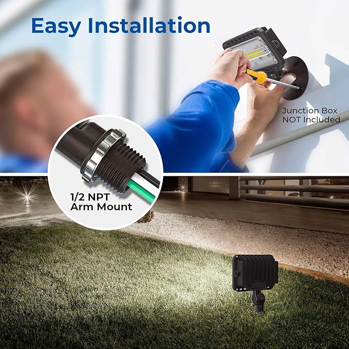 CINOTON 20W LED Flood Lights Outdoor, IP65 Waterproof Exterior Security Wall Lights with 180°Knuckle, 2800LM 120V Outside Aluminum Lighting Fixture for Patio Porch Barn Garage 5000K 2 Pack, UL Listed