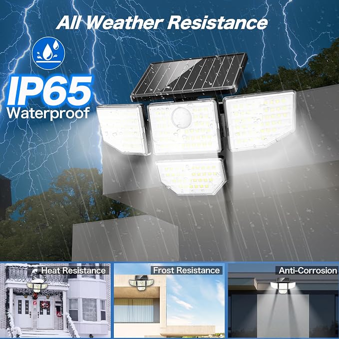 Adewalk Outdor Security Solar Light -4Pack 188 LED Solar Motion Sensor Light, IP65 Waterproof Powered Light for Outsidt Home Darkroom Backyard