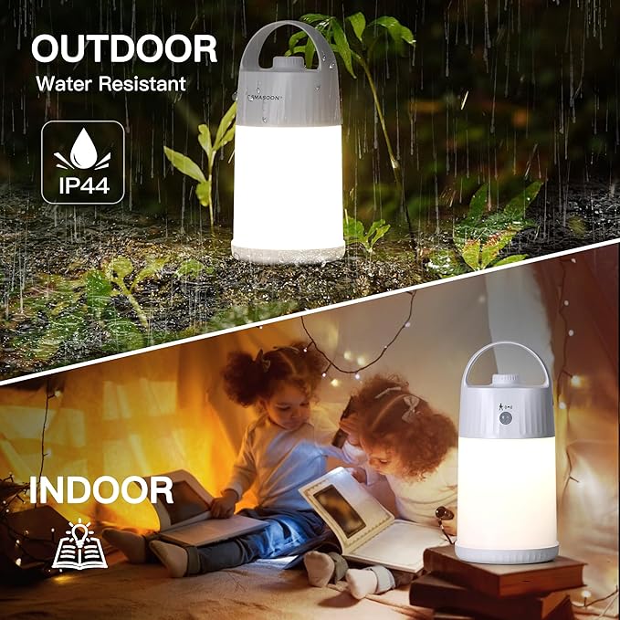 Motion Sensor LED Night Light - Cordless Battery Powered Table Lamp, Portable Lamps Lantern for Outdoor Camping Tents, 4 Brightness Level, Press Dimmable Safe Night Lights,1 Pack (Apricot)