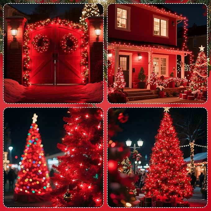 TIGOMOOV 100 Count UL Certified Red String Lights – 21FT Mini Christmas Lights with Green Wires for Indoor/Outdoor Holiday Decor Xmas, Weddings, Parties & Home Decorations