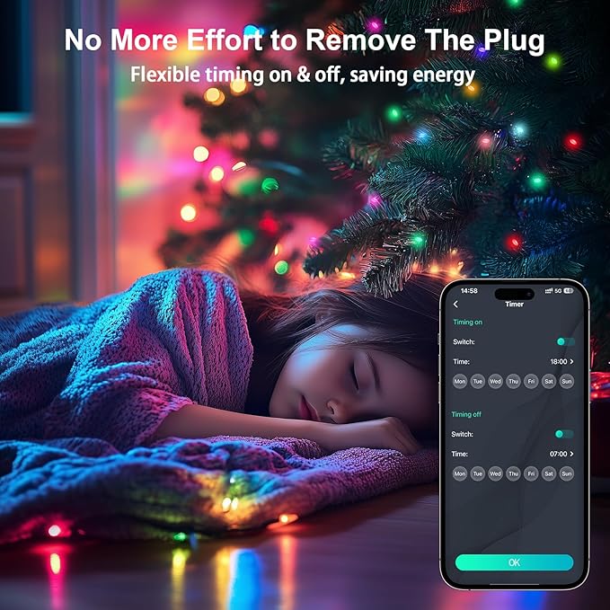 Super RGB Smart Fairy String Lights 66ft 200LEDs, Color Changing w/Remote & App Control, Multicolor Dynamic DIY RGB-IC Twinkle Light for Bedroom, Birthday, Party, Wedding Indoor Outdoor Decor