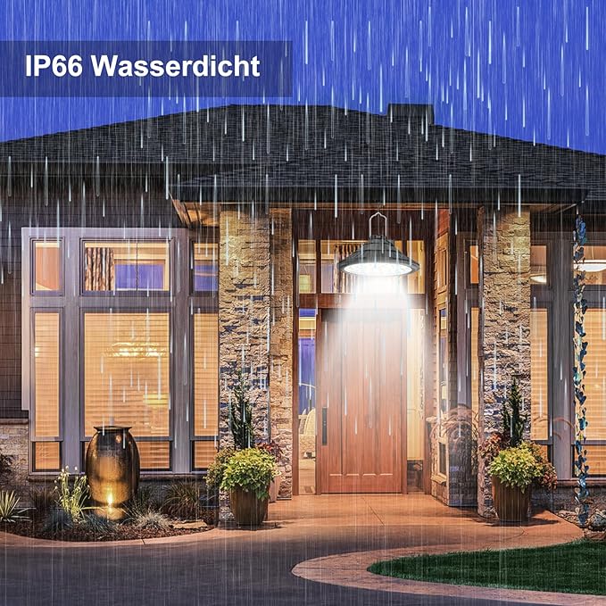 Lixada Solar Powered Pendant Lamp Outdoor IP66 Waterproof Hanging Lights with Remote Controller Garage Light 3 Color Temperatures Dimmable Courtyard Lamp for Barn Farm Garden Yard Patio
