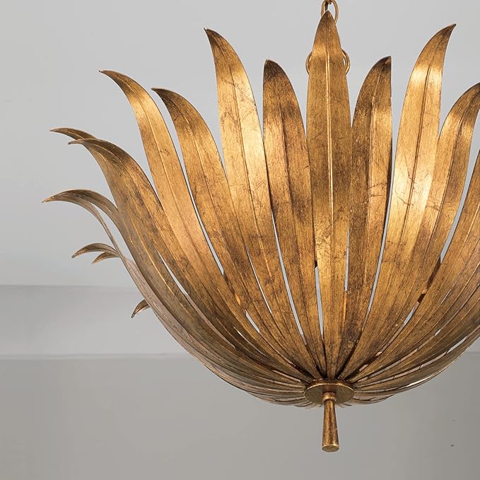 Capital Lighting 349541AG Eden Traditional Bohemian Botanically Inspired Pendant Ceiling Light Fixture, 4-Light 240 Total Watts, 19"H x 24"W, Antique Gold