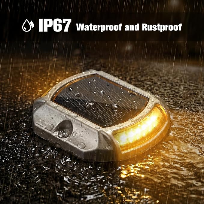 VOLISUN Solar Driveway Lights Dock Deck Lights 12 Pack,2 Colors in 1,Solar Powered Waterproof Outdoor Warning Step Light for Driveway Sidewalk Pathway (White/Warm White),Auto On/Off