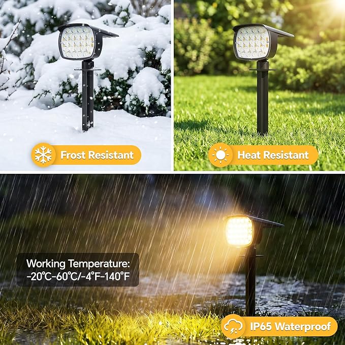 Solar Spot Lights Outdoor, 6 Pack 58 LED Solar Landscape Spotlights, Auto On/Off 3 Lighting Modes, 2-in-1 IP65 Waterproof Solar Landscape Lights for Yard Garden Pathway Tree