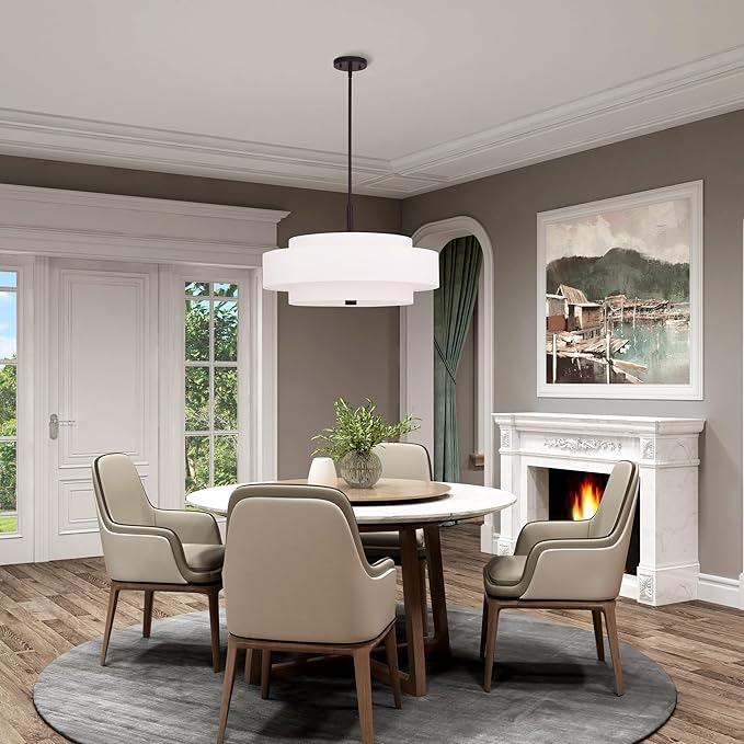Livex Lighting Fabric Shade 50875-07 Meridian 5 Light Bronze Pendant