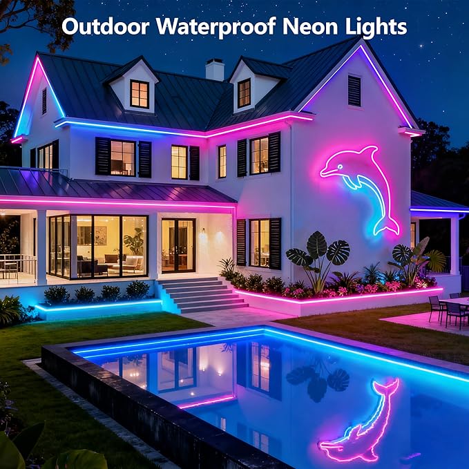 Neon Rope Light, 49.2Ft Flexible RGB Rope Lights, LED Rope Lights Control with App/Remote Multiple Modes,DIY Design, LED Lights for Bedroom Room Outdoors Decor
