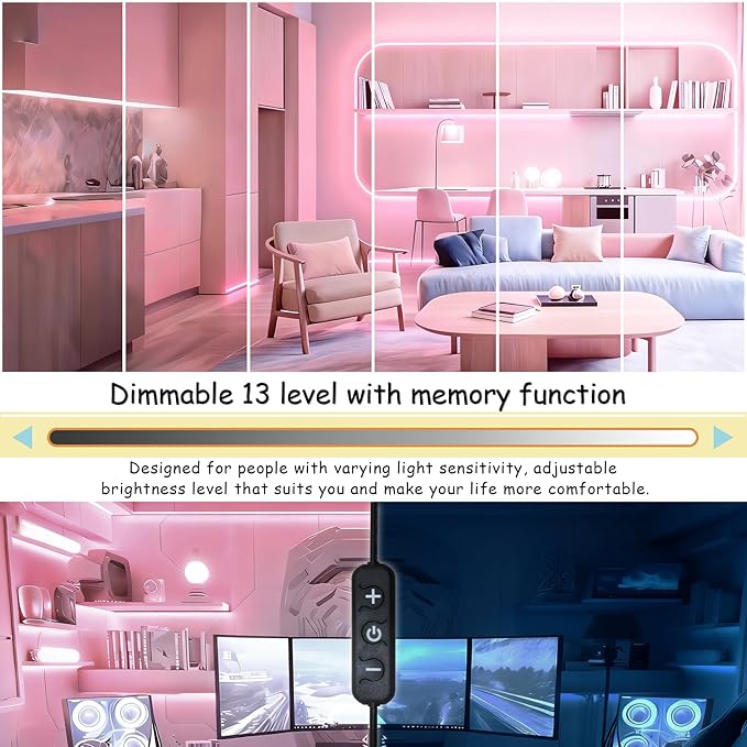 Pink 50 Feet Led Lights Strip Valentines Day Decor Rope Lights Easy DIY Princess Bedroom Cuttable Strip Lights for Baby Room Bathroom Living Room Kitchen Ceiling Wall Vanity Mirror Decoration