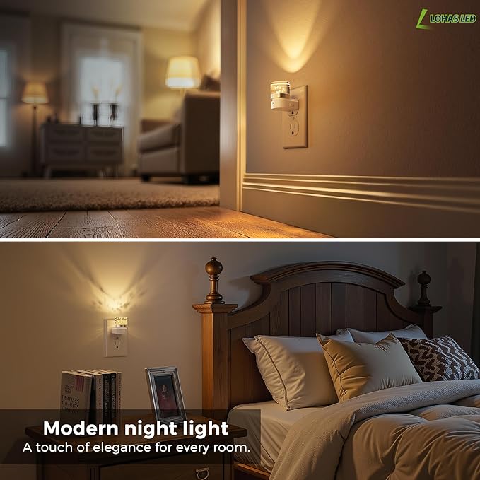 L LOHAS LED Night Lights Plug into Wall, 2 Pack 3000K/4000k/5000K Adjustable Color Temperature Bubble Night Light, Dusk to Dawn Sensor for Hallway, Bathroom, Rooms