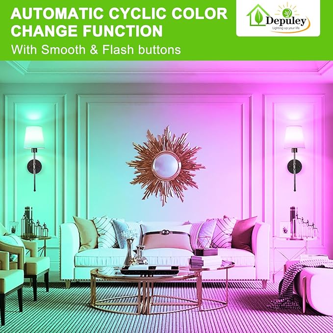 Depuley Battery Operated Wall Sconce: 19.9 Inch Set of 2 Wireless Wall Lights with Remote for Bedroom - Rechargeable 15 Colors Black Wall Lamp for Living Room Hallway Decor