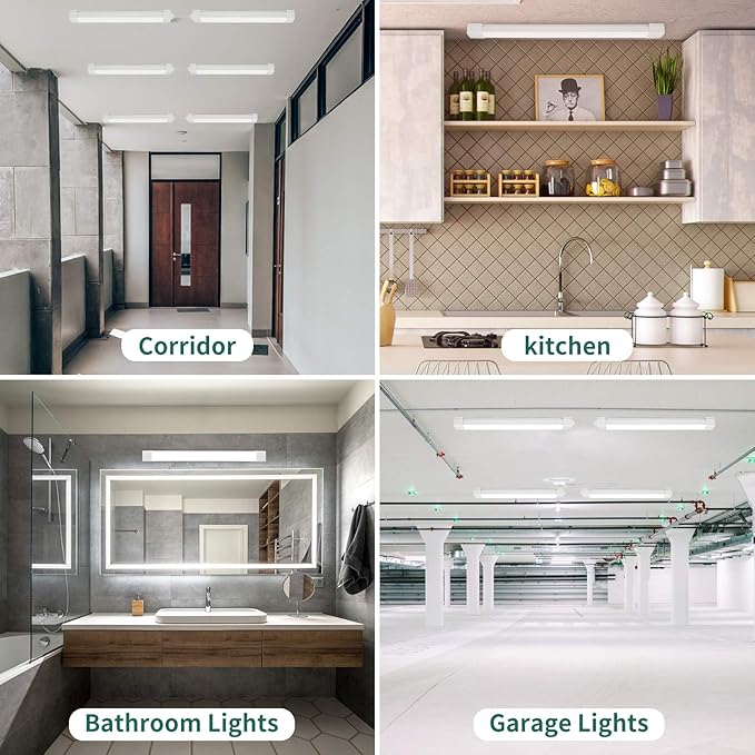 KUKUMAO LED Tube Light Fixture with Plug, 1.4FT 1800LM 5000K Closet Lights, Linkable Cabinet Light for Garage, Kitchen, Bathroom, Closet, Office