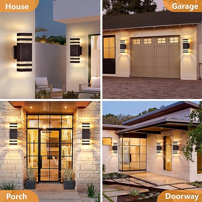 DASTOR 2 Pack Dusk to Dawn Outdoor Wall Lights, Brown Exterior Wall Sconce Lighting Fixtures, Up and Down Porch Lights Outdoor Waterproof Warm White 3000K Outside Lights for House Garage Patio