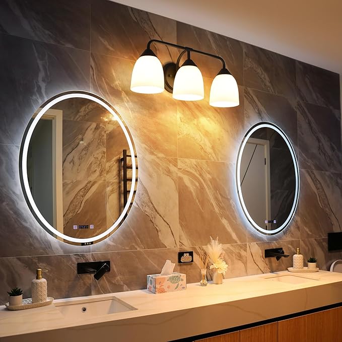 Black 3-Light Traditional Bathroom Vanity Light Fixtures Over Mirror, Modern Vanity Lights for Living Room, Standard E26 Base, Textured Black
