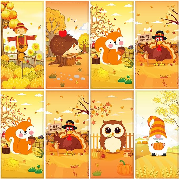 8 Pcs Fluorescent Light Covers with 80 Magnets Fall Animal Decorative for Classroom Ceiling Light 4 x 2 Feet Magnetic Lights Covers Filter for Office Hospitals Home Autumn Classroom Decor(Fall Animal)