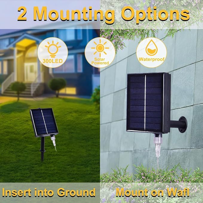 300LED Solar Curtain Lights USB & Solar Dual Powered Waterproof Fairy String Lights 8 Modes Twinkle for Home Indoor Outdoor Use Garden Patio Wedding Party (Pink)