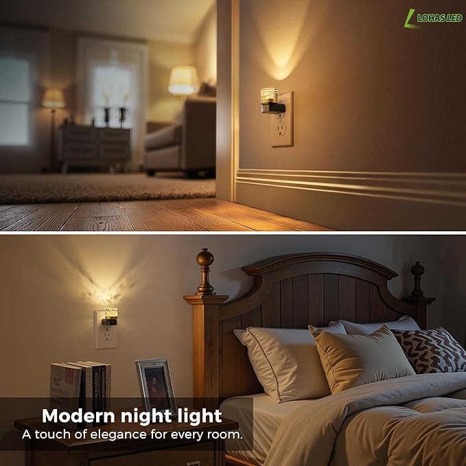 L LOHAS LED Night Lights Plug into Wall, 3000K/4000k/5000K Adjustable Color Temperature Bubble Night Light, Dusk to Dawn Sensor for Hallway, Bathroom, Rooms