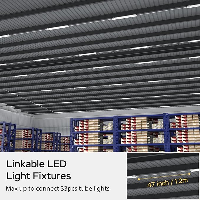 Under Cabinet Lighting 1.4FT 5000K Linkable Closet Plug in Lights, 16W 1800LM LED Light Bar for Room Office Garage Shop Bathroom Workbench, IP66 Waterproof