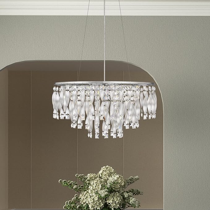 Quoizel PCTK2824C Twinkle Platinum Crystal Pendant Ceiling Light, 6-Light 240 Watts, Polished Chrome