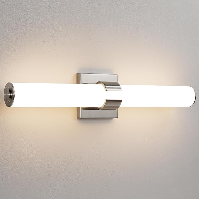 AIJIASI Brushed Nickel Vanity Lights for Bathroom - 22 Inch Bathroom Light Fixtures Over Mirror with Acrylic Shade, 18W LED Modern Vanity Lighting Fixtures Wall Sconce 3000K