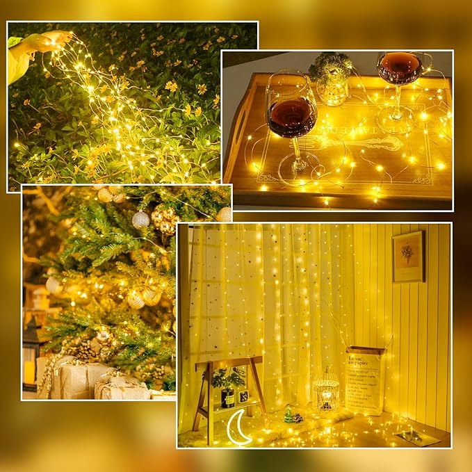1-Pack Fairy Lights Battery Operated with Timer, 16FT 50 LED String Lights Indoor Outdoor, Cuttable Starry Fairy Lights Waterproof for Christmas Home Bedroom Wedding DIY Centerpiece Decor (Warm White)