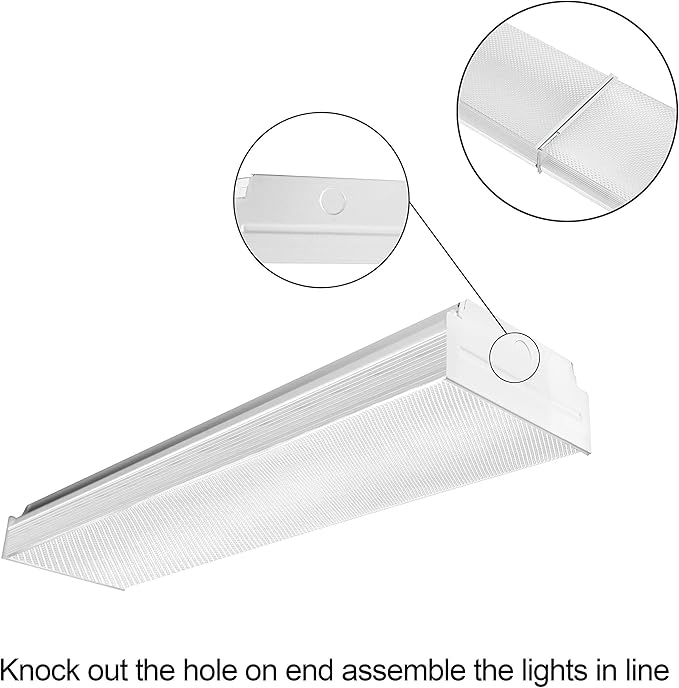 ANTLUX 2FT LED Wraparound Light, 20W Flush Mount LED Garage Shop Lights, 2400LM, 4000K Neutral White, 2 Foot Commercial Linear Ceiling Lighting Fixture for Kitchen, Laundry, Workshop, Closet, 4 Pack