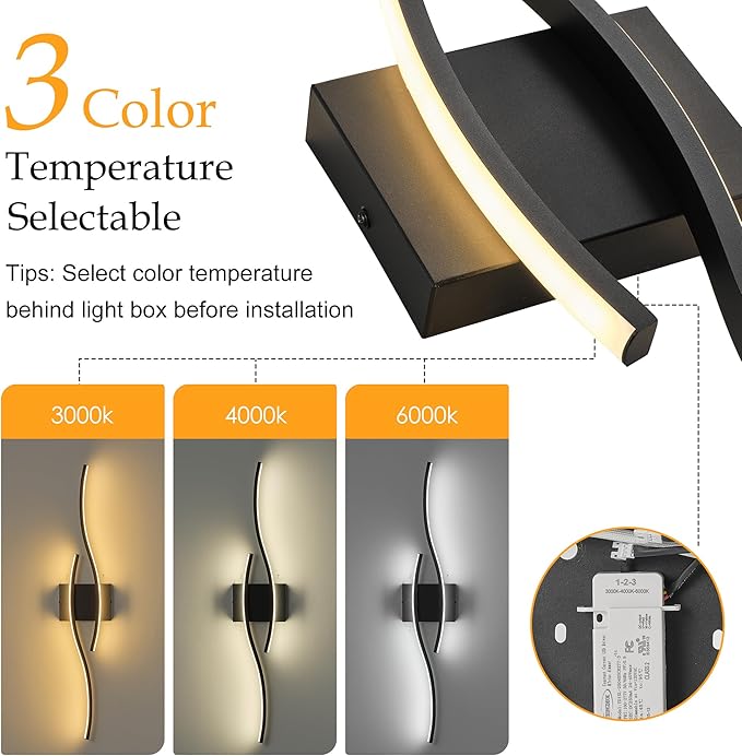 KARTOOSH 2 Pack Bathroom Vanity Lights Fixtures Over Mirror Hardwired Black Light Fixture Wall Lights 3CCT Dimmable LED Bathroom Light Fixtures 31.5 Inch Modern Wall Sconce Picture Lights for Wall