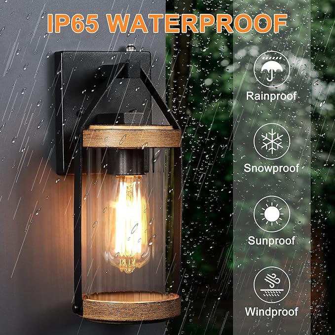LONEDRUID Dusk to Dawn Sensor Outdoor Wall Sconce Lighting Anti-Rust Exterior Porch Light Fixtures Farmhouse Front House Lantern Waterproof Wall Mount Lamp for Patio Garage Entryway Doorway