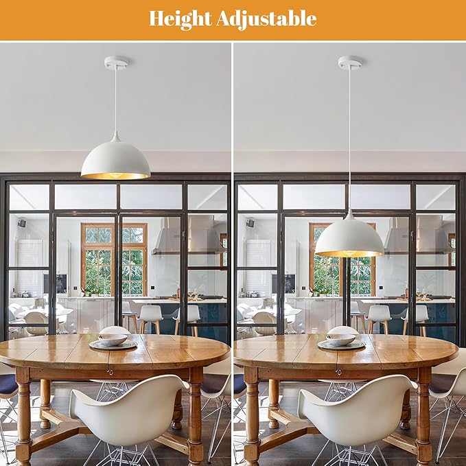 White Pendant Light, 11.8 inches Kitchen Pendant Light 2 Packs, Dome Pendant Lights Kitchen Island, Modern Pendant Lights for Kitchen Dining Room Foyer