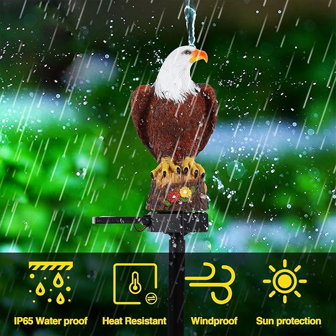 Eagle Solar Garden Lights - Outdoor Decor with LED Path Lights, Animal Statue Kitnish