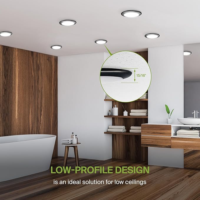 ASD 6 Pack LED Disk Lights 6 Inch, 15W 5CCT 2700K-5000K 1245LM CRI90+, Dimmable Flush Mount Ceiling Light Fixture, Low Profile Surface Mount Disc Lights, Junction Box or Recessed Can Install, ETL