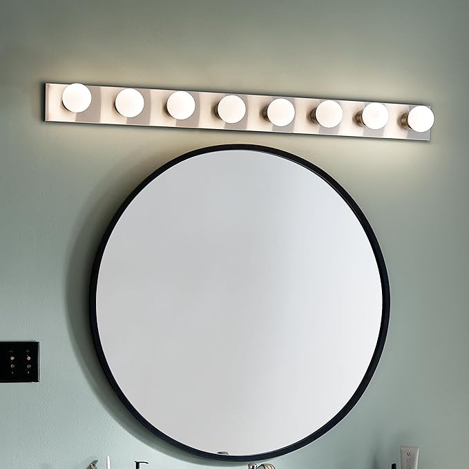 Kichler Linear Bathroom Vanity Light Fixture 48” in Brushed Nickel, Modern 4-Light Design, 628NI