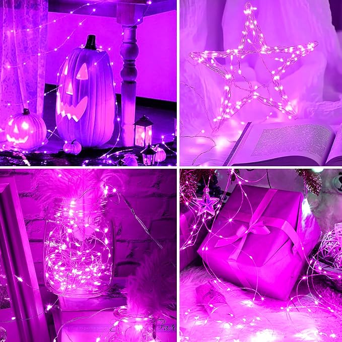 2Pack USB Plug in Fairy String Lights,16ft 50 LED Copper with Remote and Timer, 8 Modes Waterproof Twinkle String Lights for Bedroom Indoor Party Wedding Christmas Decoration (Pink)