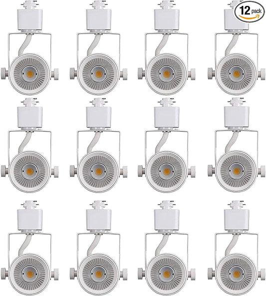 [12 Pack] CLOUDY BAY 8W 3000K Warm White Dimmable LED Track Light Head,CRI90+ True Color Rendering Adjustable Tilt Angle Track Lighting Fixture,40° Angle for Accent Retail,White,Halo Type