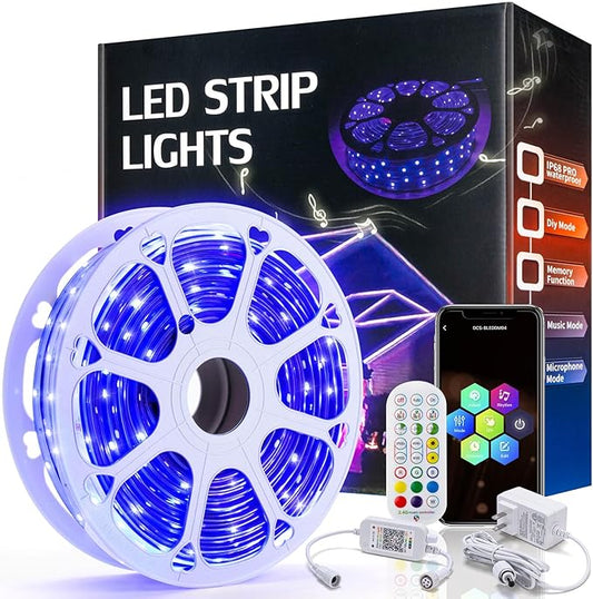 200ft Outdoor Led Strip Lights Waterproof IP68, Remote & App Control, 36V, RGB, DIY Features, Heavy Duty, Premium+