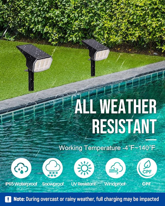 AUDERWIN Solar spotlights Outdoor 63 LED 3 Lighting Modes, IP65 Waterproof Lighten Yard Garden House Garage Pathway for Christmas Decorations-8 Pack